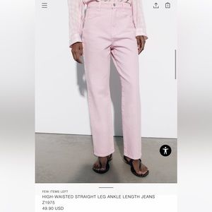 Zara straight leg pink jeans